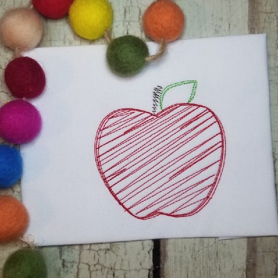 scribble apple machine embroidery design
